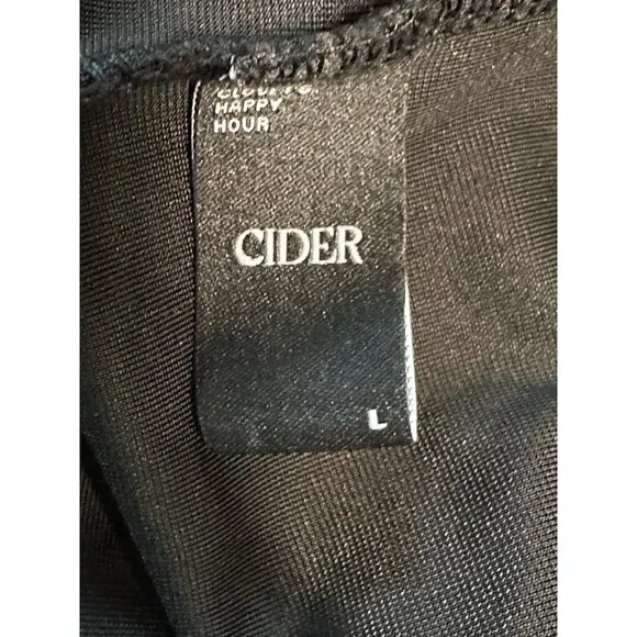 Cider Velvet V Neck Flare Bell Sleeve Sun Moon Celestial Dress Black SZ L - Picture 9 of 9